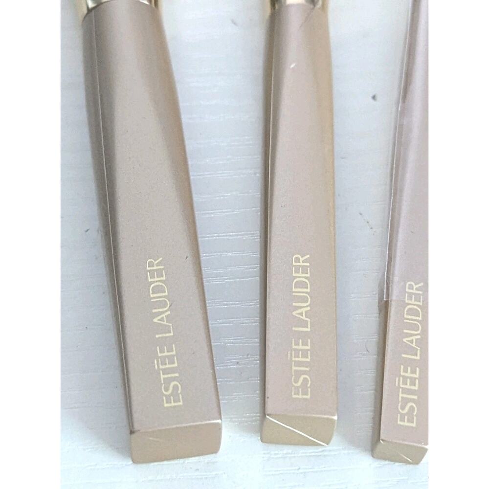 Estee Lauder Champagne Gold 4 Piece Makeup Brush Set Full Size Blush Eye Lip - Picture 3 of 6